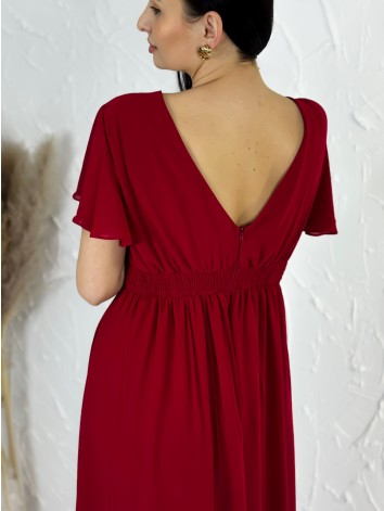 Dámsky elegantný bordový overal s krátkym rukávom pre moletky