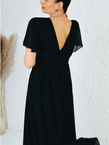 Dámsky elegantný čierny overal s krátkym rukávom pre moletky