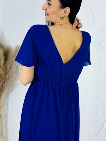 Dámsky elegantný modrý overal s krátkym rukávom pre moletky