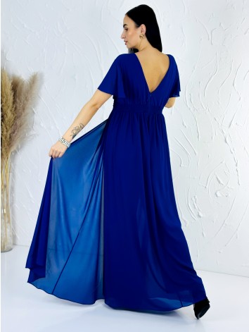 Dámsky elegantný modrý overal s krátkym rukávom pre moletky