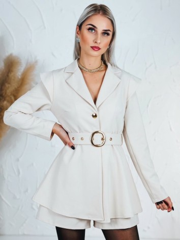 Dámsky elegantný overal s opaskom - béžový