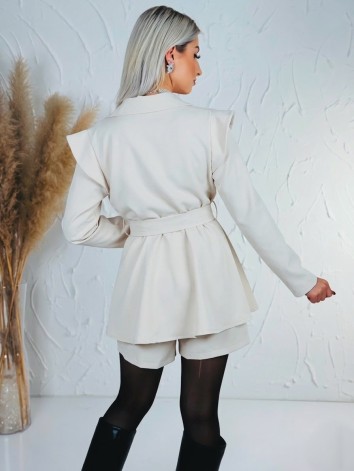 Dámsky elegantný overal s opaskom - béžový