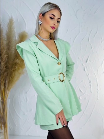 Dámsky elegantný overal s opaskom - zelený