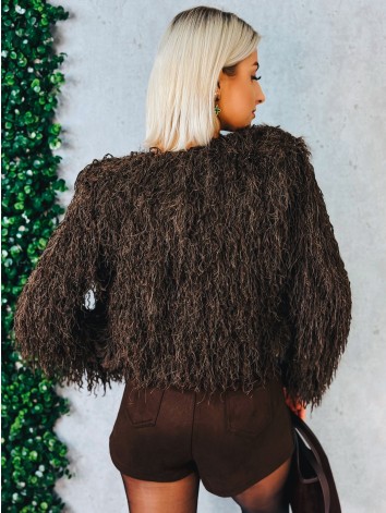 Dámsky hnedý kožuštek s dlhým vlasom Eroa