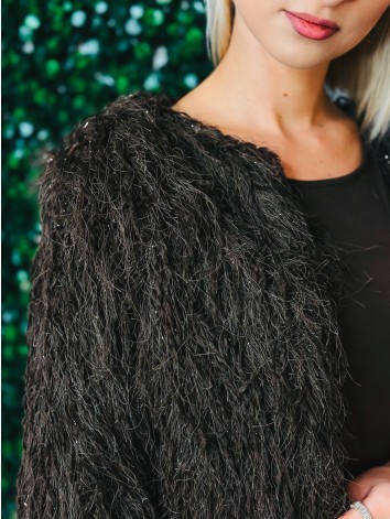 Dámsky hnedý kožuštek s dlhým vlasom Eroa