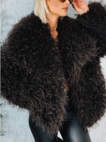 Dámsky hnedý mohutný ovečkový kožuch Aurora