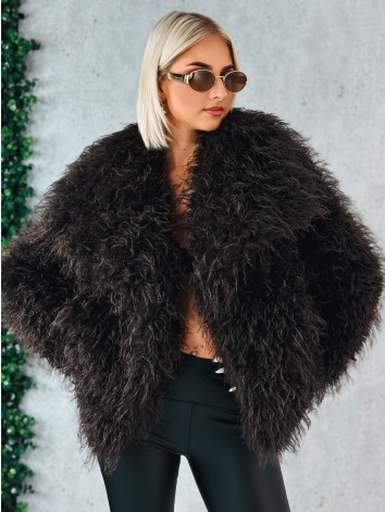 Dámsky hnedý mohutný ovečkový kožuch Aurora