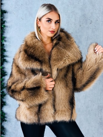 Dámsky kožuch v hnedej farbe podobný norke