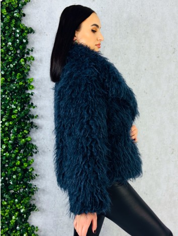 Dámsky modrý mohutný ovečkový kožuch Aurora