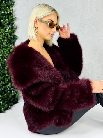 Dámsky mohutný bordový kožuch Berena