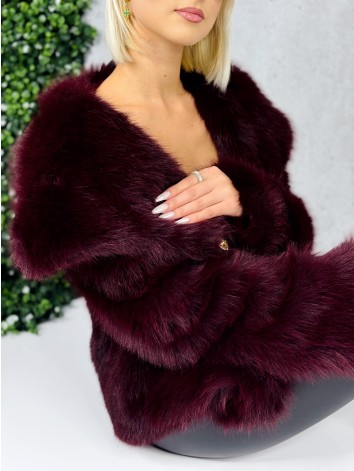Dámsky mohutný bordový kožuch Berena