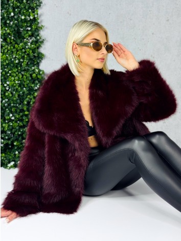 Dámsky mohutný bordový kožuch Berena