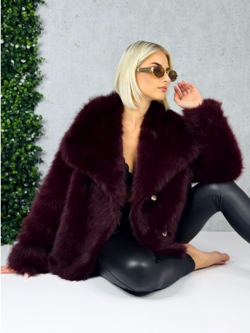 Dámsky mohutný bordový kožuch Berena