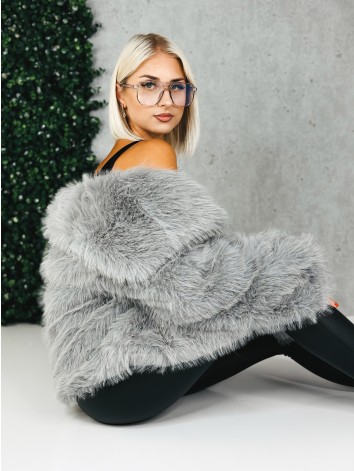 Dámsky mohutný sivý kožuch Berena