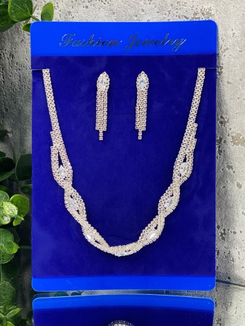 Dámsky strieborný set bižutérie - náhrdelník + náušnice 5