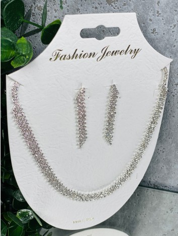 Dámsky strieborný set bižutérie - náhrdelník + náušnice 9