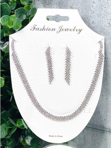 Dámsky strieborný set bižutérie - náhrdelník + náušnice 9