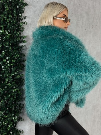 Dámsky zelený mohutný ovečkový kožuch Aurora