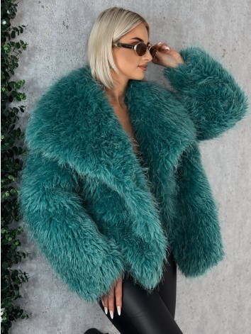 Dámsky zelený mohutný ovečkový kožuch Aurora