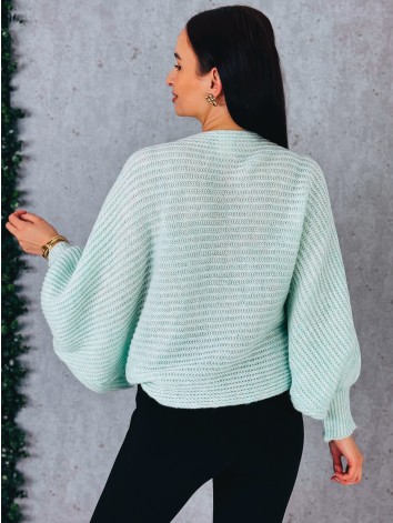 Dámsky zelený pletený sveter s uzlom