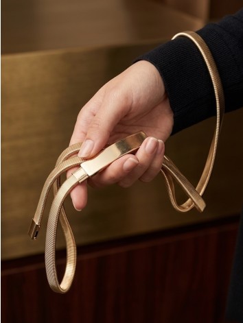 Dámsky zlatý pružný opasok Lora