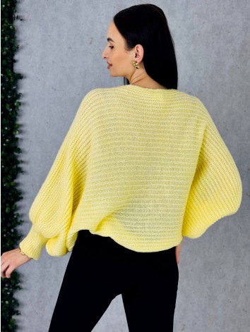 Dámsky žltý pletený sveter s uzlom