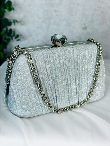Elegantná večerná kabelka s trblietavým efektom - strieborná
