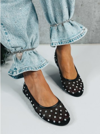 Elegantní dámské čierne baleríny s kamínky