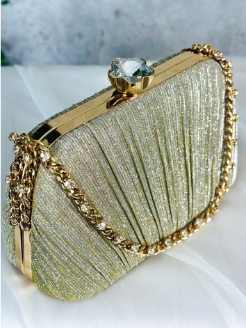 Elegantná večerná kabelka s trblietavým efektom - zlatá