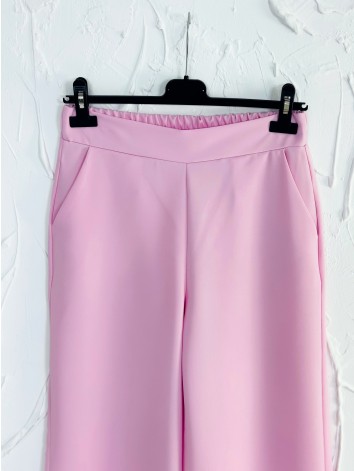 Elegantný ružový dvojdielny kostým s opaskom vesta + nohavice