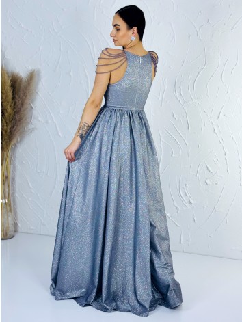 Exkluzívné dámske dlhé trblietavé spoločenské šaty - čierne