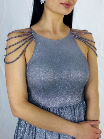 Exkluzívné dámske dlhé trblietavé spoločenské šaty - čierne