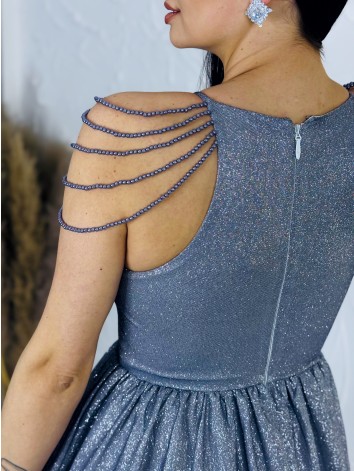 Exkluzívné dámske dlhé trblietavé spoločenské šaty - čierne