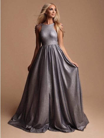 Exkluzívné dámske dlhé trblietavé spoločenské šaty - čierne