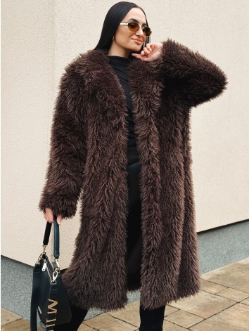 Exkluzívny dlhý hnedý ovečkový kožuch Marbella