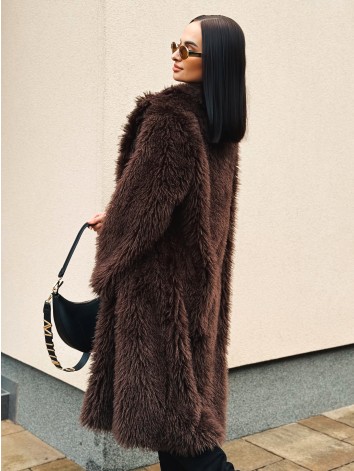 Exkluzívny dlhý hnedý ovečkový kožuch Marbella