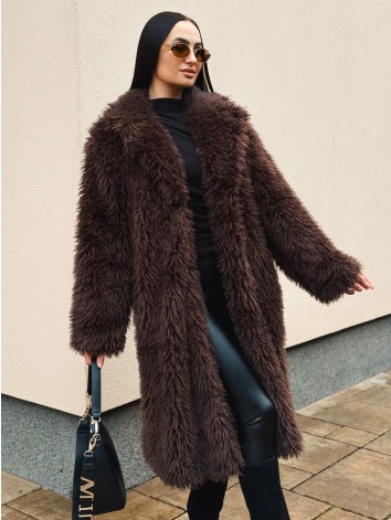 Exkluzívny dlhý hnedý ovečkový kožuch Marbella
