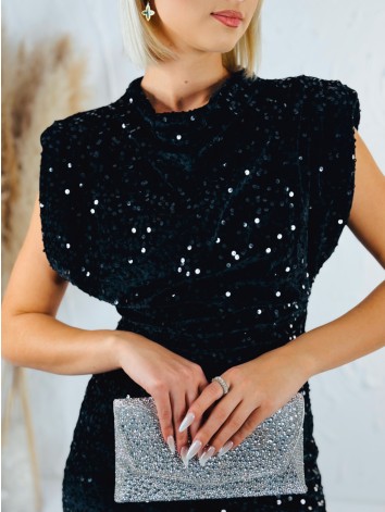 Flitrované dámske čierne šaty Alexia