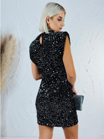 Flitrované dámske čierno-strieborné šaty Alexia