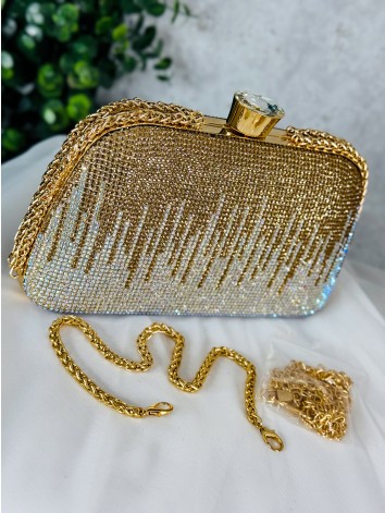 Luxusná dámska spoločenská kabelka s kamienkami a dvoma remienkami - čierna