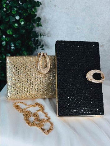 Zlatá dámska spoločenská kabeka s kamienkami Lusy