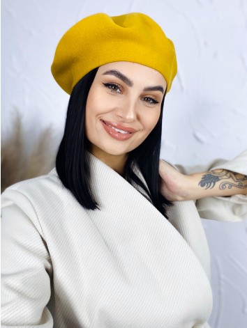 Žltá dámska elegantná baretka Bella