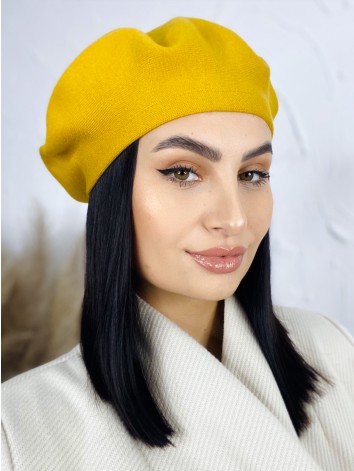 Žltá dámska elegantná baretka Bella