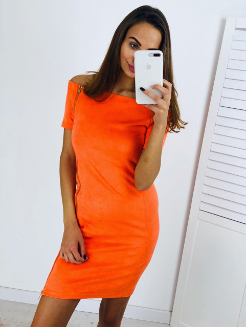 Dámske semišové oranžové šaty