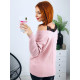 Ružový sveter na ramienka s čipkou