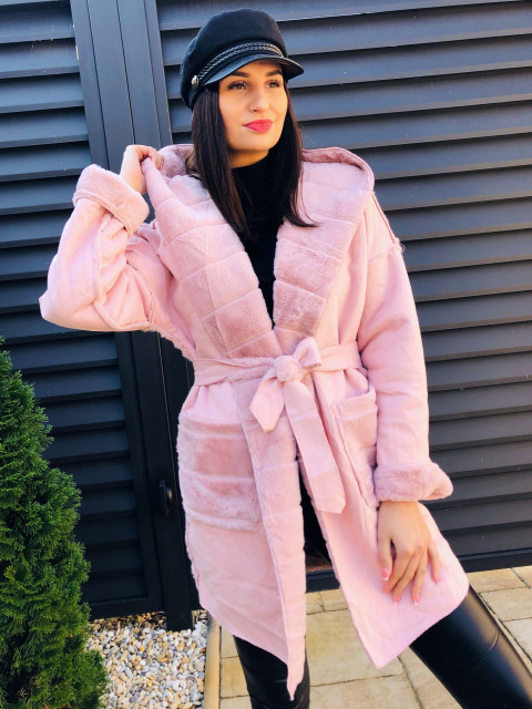 Ružový obojstranný kabát