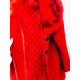 Červený kabát na gombíky s kožušinkou