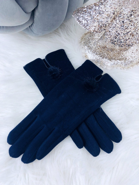 Dámske modré rukavice s brmbolčekom