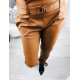 Hnedé koženkové nohavice s opaskom