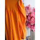 Krátke oranžové spoločenské šaty s opaskom